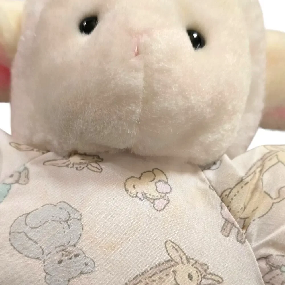 NOS Vintage Carters Prestige Plush Lamb Rattle Bunny Slippers Baby Toy #1892